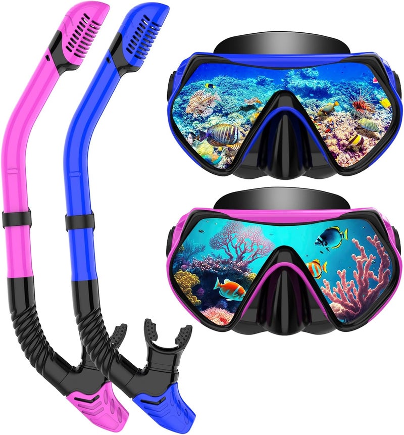 SOLAVA Snorkeling Gear for Adults, Snorkel Set Scuba Diving mask Dry-Top, Adult Swimming Goggles with Nose Cover, HD Tempered Glass Panoramic Anti-Leak Anti-Fog - Image 1